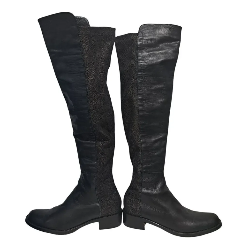Sesto Meucci Leather Riding Slouchy Knee High Phyton Print Gothic Boots Size 7
